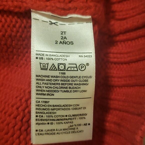 Old Navy Christmas Holiday Rib Knit Shawl-Collar Red Sweater Size 2T - Picture 4 of 4